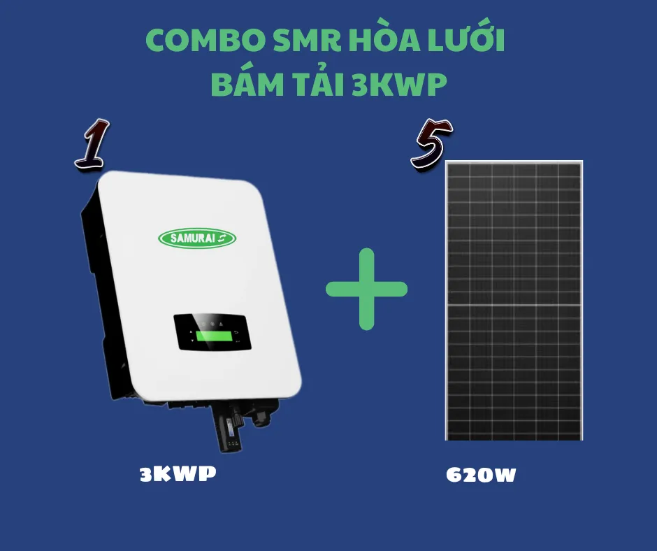 Hình ảnh COMBO ĐIỆN MẶT TRỜI HÒA LƯỚI BÁM TẢI SMR 3KWP