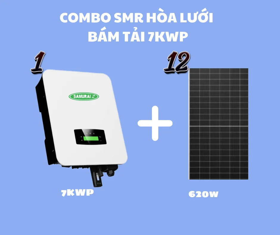 Hình ảnh COMBO ĐIỆN MẶT TRỜI HÒA LƯỚI BÁM TẢI SMR 7KWP